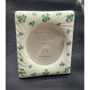 Roman Porcelain Celtic Irish Blessing Photo Frame Shamrock 3.5" x 5"